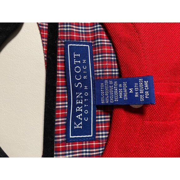 Karen Scott Red Golf Button Up Cardigan Medium Novelty Embroidered Long sleeve - Picture 16 of 16